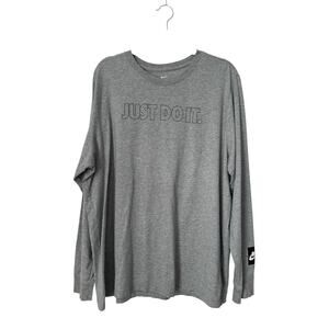 The Nike Tee Men's Size XXL Grey Just Do It Long Sleeve Athletic Casual Crewneck